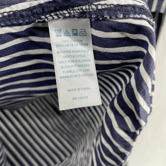 C. Wonder Button-Up Shirt Women's Sz M Blue Striped Collared Fitted Embroidered - Picture 11 of 12